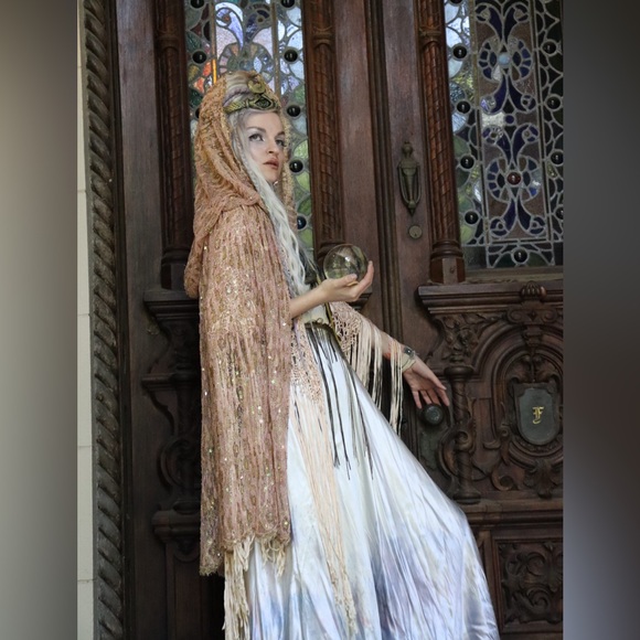 Jackets & Blazers - Bohemian Hooded Cloak Hand Beaded